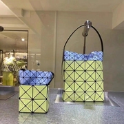 日本鸟巢包休闲格子女包几何菱格拼色小方包单肩斜跨子母包潮