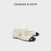 CHARLES&KEITH春夏女鞋CK1-70900405菱格平底小香风玛丽珍鞋单鞋