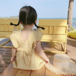 宝宝连衣裙2024洋气，网红格子裙纯棉，1-2-3-4岁女童夏装儿童公主裙