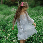 女童连衣裙真丝飘逸小仙女童装，裙子气质可爱儿童小清新文艺中式裙