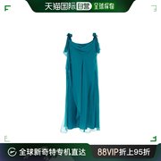 香港直邮潮奢albertaferretti女士，青色绿色真丝连衣裙