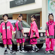 街舞儿童潮服hiphop嘻哈男童演出服工装表演服套装女童爵士舞宽松