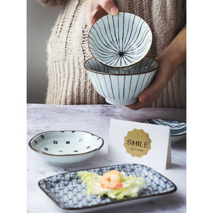 日式和风陶瓷家用高颜值一人，食餐具碗碟，碗盘套装组合礼物情侣套装