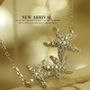t76三颗星合成锆石水晶，短项链锁骨链女韩国饰品，可爱项链颈链