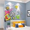 卡通海绵宝宝儿童房间布置卧室，装饰品男女孩，床头背景墙面贴纸壁画