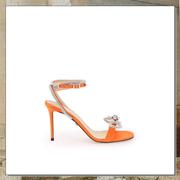 mach&mach桔色，镶钻女式时尚凉鞋高跟鞋，9.5厘米细跟简约百搭