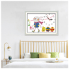 实用简单挂钟表类印花十字绣，餐厅儿童房间可爱卡通动漫小兔母子情