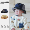 婴儿帽子夏季儿童渔夫帽男童牛仔拼色薄款防晒帽宝宝遮阳帽潮
