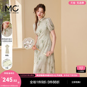 mc2复古新中式国风盘扣改良收腰连衣裙女装2024夏季时尚显瘦