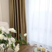 2020驼色木纹雕花遮光布窗帘(布窗帘，)卧室客厅窗帘