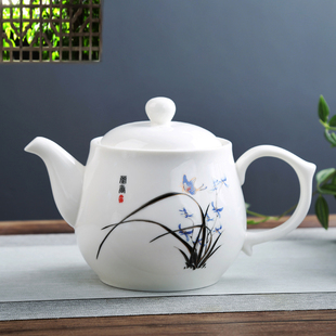 1000毫升大容量陶瓷茶壶，带过滤网接待室花茶壶家用凉水壶德化白瓷