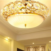 金色圆形水晶吸顶灯欧式客厅卧室玄关过道门厅灯简约阳台灯饰灯具