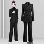 冬季加厚西装套装女高级感黑色外套职场气质时尚通勤商务职业正装