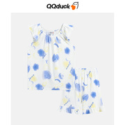 qqduck可可鸭女童睡衣，套装夏季儿童吊带家居服，套中大童空调服