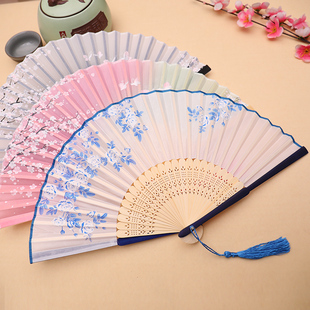 扇子折扇中国风古风，日式女流苏儿童，夏日便携折叠舞蹈汉服迷你小扇