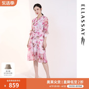 ELLASSAY歌力思春季几何印花风衣式连衣裙女EWE321Y02900