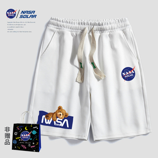 NASA SOLAR联名2024年夏季小熊运动短裤男女户外休闲五分裤子