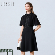 jessie衬衫领斗篷，设计花边显瘦收腰连衣裙，女春夏款jkscl283