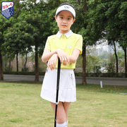 夏季ZG6高尔夫服装女童套装黄色儿童翻领T恤网球裙防走光短裙子