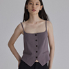 LTOO灰紫色方领西装小吊带单排扣气质简约短款上衣2023年夏季