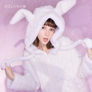 ozlana熊耳朵(熊耳朵)连帽兔毛，外套女冬时尚气质年轻款小香风卫衣