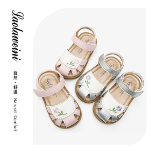 源于广州•劳拉维尼品牌，夏季小花朵女童包头镂空凉鞋llwn337