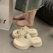 韩版厚底小个子凉拖鞋女鞋子外穿2024年夏季时尚套趾增高凉鞋