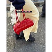韩国时尚漆皮手提腋下包包女2024红色单肩包小众高级感法棍包
