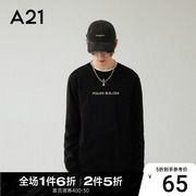 A21男装秋季长袖衣服圆领卫衣男款男士上衣情侣衣服简约休闲秋装