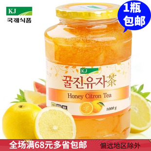 韩国进口国际kj蜂蜜柚子茶，1000g果肉含量，75%冲饮水果茶饮料罐装