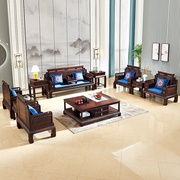 唐百年阔叶黄檀红木沙发印尼黑酸枝客厅沙发中式雕花古典实木家具