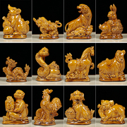 唐三彩陶瓷十二生肖，鼠牛虎兔龙蛇马羊猴鸡狗猪摆件工艺品