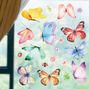 家用贴饰小图案自粘墙贴纸，儿童房间衣柜子玻璃，墙面门贴画装饰蝴蝶