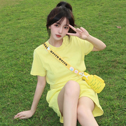 盐系少女运动服套装女夏季短袖，短裤学生韩版宽松小个子休闲两件套