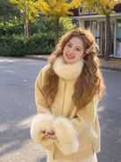 毛领斗篷大衣女冬季2024慵懒休闲双面毛呢外套，高级感甜美气质
