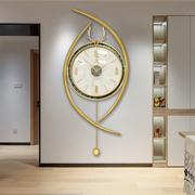 轻奢现代简约黄铜材质挂钟家用客厅餐厅电波时钟挂墙钟表