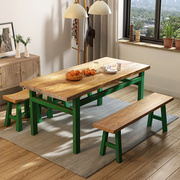 老榆木餐桌新中式做旧家具简约家用休闲长方形全实木办公电脑书桌
