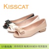 KISSCAT接吻猫2024春夏商场低跟蝴蝶结羊皮鱼嘴女鞋单鞋