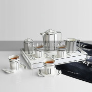 北欧英式下午茶具套装高档陶瓷，骨瓷黑白咖啡具杯壶托盘样板间摆件