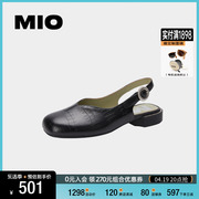 MIO米奥女鞋拖鞋时尚简约后空舒适扣带气质半包设计凉鞋包头拖