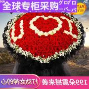 欧洲A199朵红玫瑰花束生日求婚鲜花速递同城北京上海广州深圳