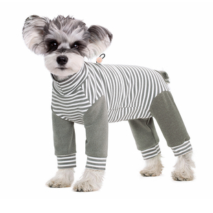 宠物衣服秋冬贵宾比熊雪纳瑞，小型犬猫咪装条纹，拼接加绒保暖四脚衣