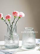 ins风冰川玻璃透明花瓶，节约现代高级感插花水养客厅餐桌装饰摆件