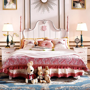 全实木欧式儿童床女孩组合套房家具公主床粉色单双人床1.5米1