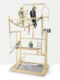大型鹦鹉站架花椒木杆互动训练游乐场椰壳鸟窝笼子鸟架子用品玄风