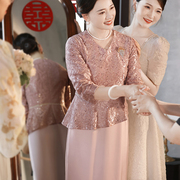 妈妈婚宴礼服高贵平时可穿连衣裙2023年秋季喜婆婆参加婚礼装