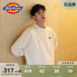 dickies春夏三原色小logo圆领，毛圈美式卫衣，男女情侣同款宽松