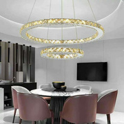LED水晶餐厅吊灯圆环形楼梯间水晶吊灯创意现代简约饭厅客厅吊灯