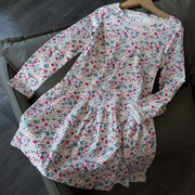 童装110-160女童韩版纯棉，小清新碎花裙，圆领长袖连衣裙