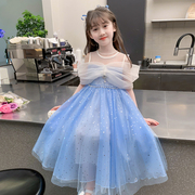 女童连衣裙2024夏装儿童裙子，蓬蓬纱礼服裙夏季女孩表演公主裙